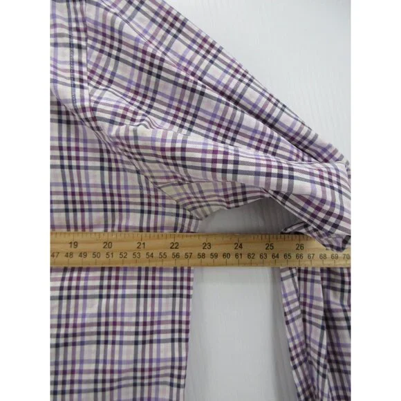 Aquas cutum Shirt 15 1/2 Button Up French Cuff Plaid Preppy Medium - Picture 5 of 11